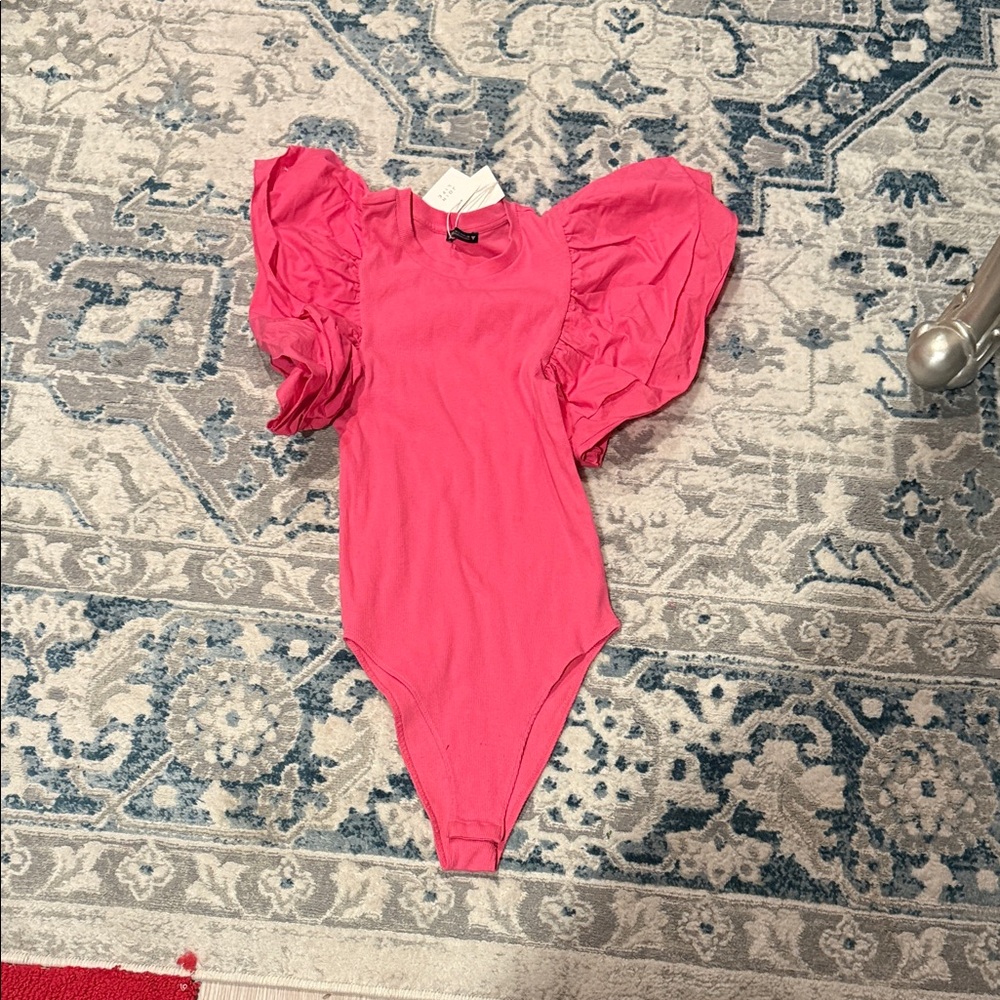 Zara Pink Ruffled Bodysuit